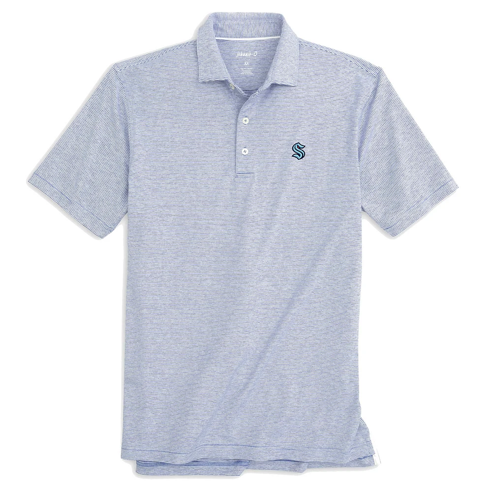 Men's johnnie-O Blue Seattle Kraken Lyndon Striped Jersey Polo