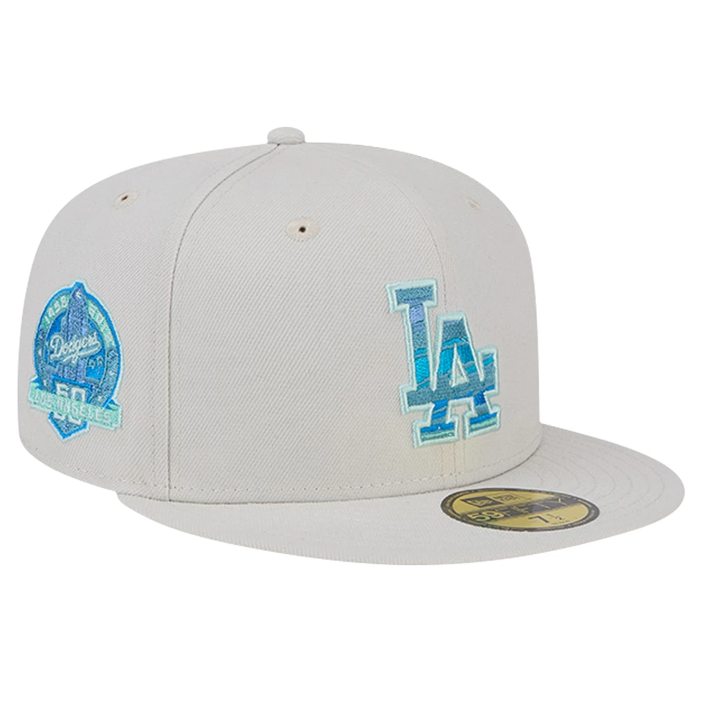 Men's New Era Khaki Los Angeles Dodgers Stone Mist 59FIFTY Fitted Hat