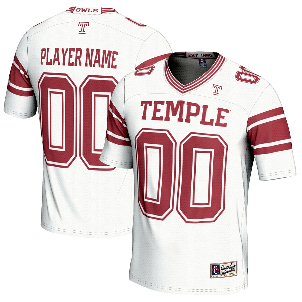Youth GameDay Greats White Temple Owls NIL Pick-A-Player Football Jersey