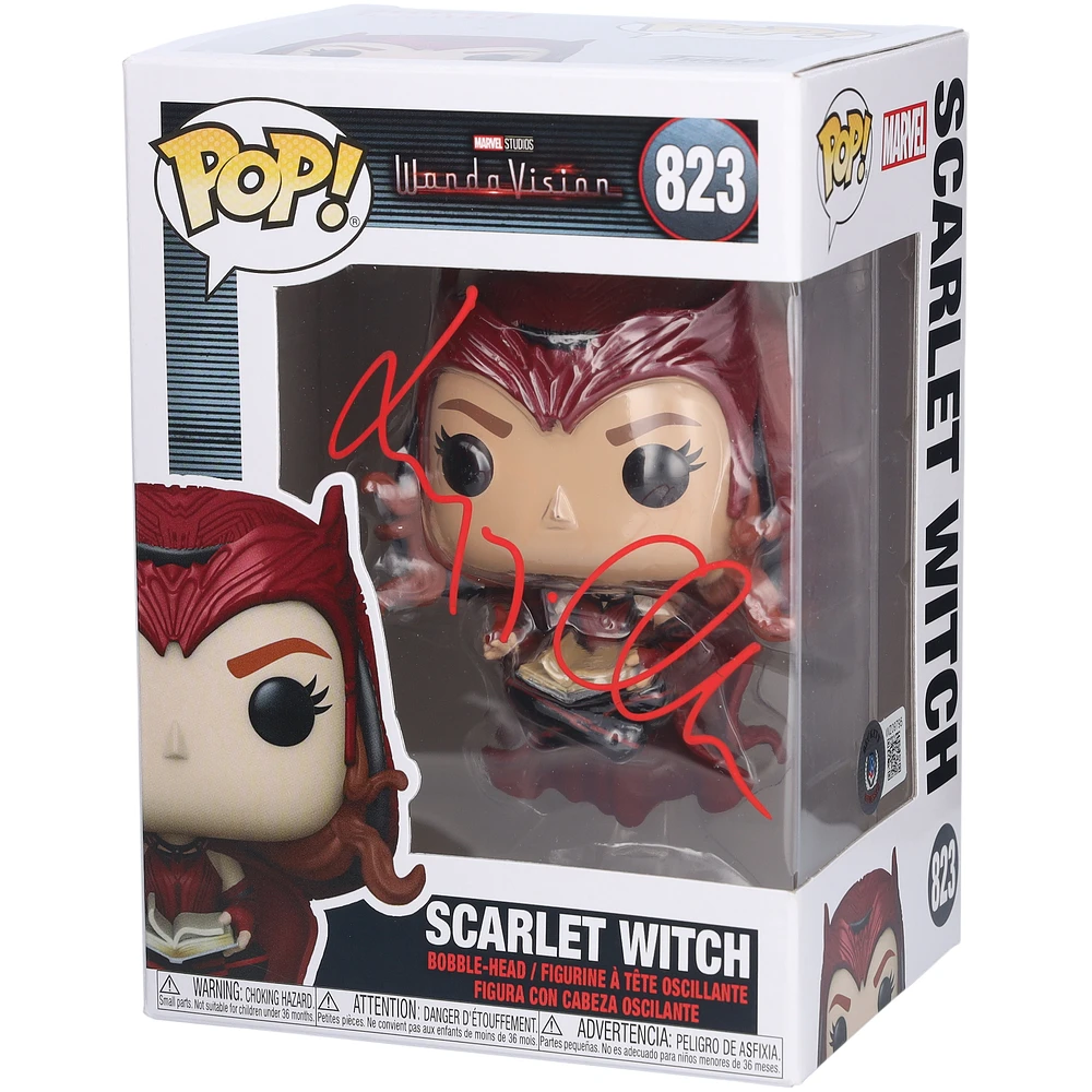 Elizabeth Olsen WandaVision Autographed Scarlet Witch #823 Funko Pop! Vinyl Figure - Signed in Red Ink - BAS