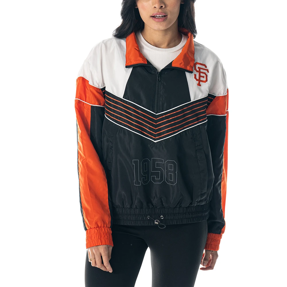 Women's The Wild Collective Black San Francisco Giants Chevron Half-Zip Track Jacket