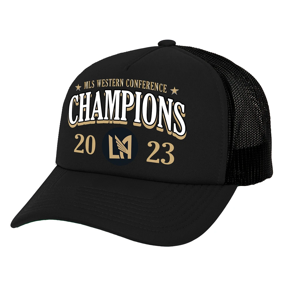 Men's Mitchell & Ness Black LAFC 2023 MLS Western Conference Champions Locker Room Trucker Snapback Hat