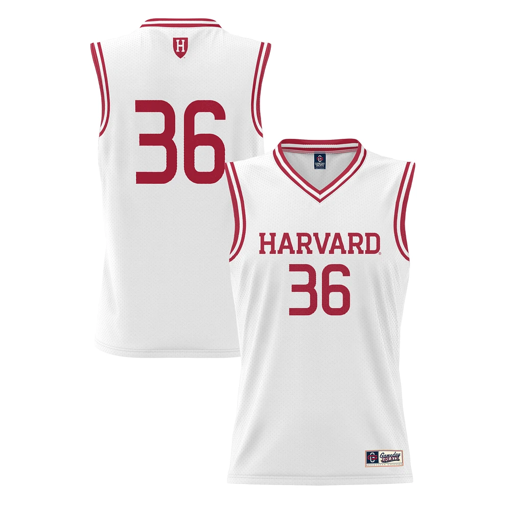 Men's GameDay Greats #36 White Harvard Crimson Lightweight Basketball Jersey