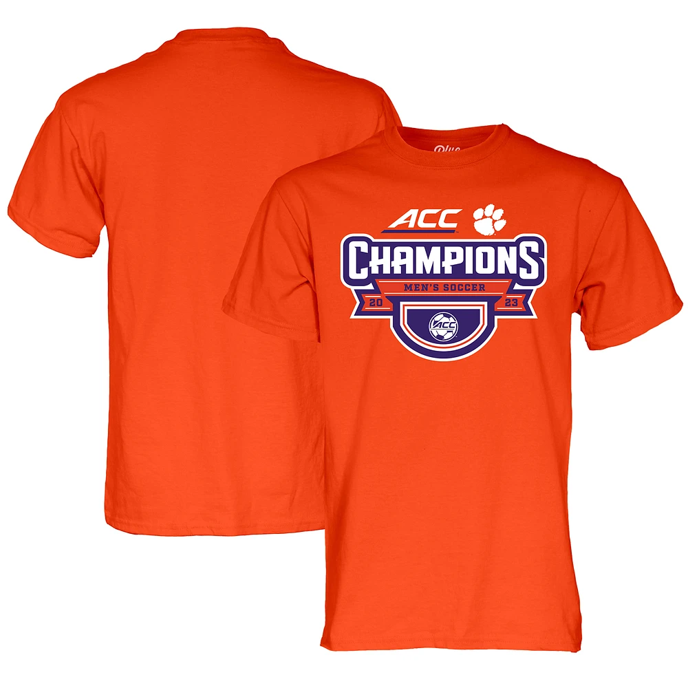 Men's Blue 84 Orange Clemson Tigers 2023 ACC Men's Soccer Conference Tournament Champions Locker Room T-Shirt