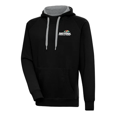 Men's Antigua Black Daytona International Speedway Victory Pullover Hoodie