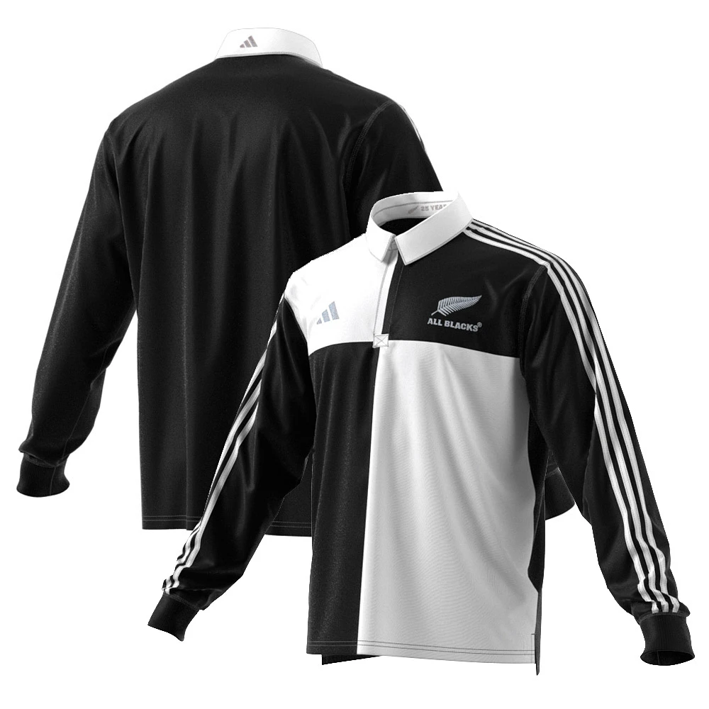 Men's adidas Black New Zealand Rugby 2024/25 Long Sleeve Polo Jersey