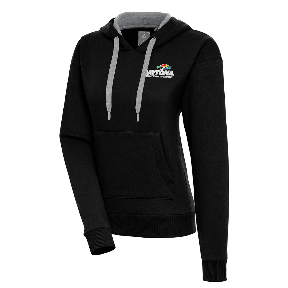 Women's Antigua Black Daytona International Speedway Victory Pullover Hoodie