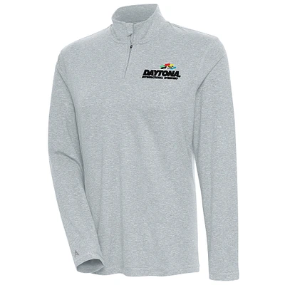 Women's Antigua Heather Daytona International Speedway Confront Quarter-Zip Pullover Top