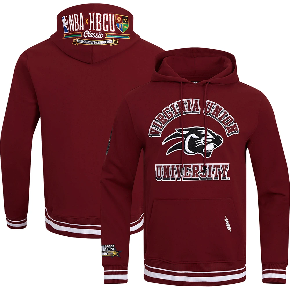 Unisex Pro Standard Red Virginia Union University 2024 NBA All-Star Game x HBCU Classic Chenille Fleece Pullover Hoodie