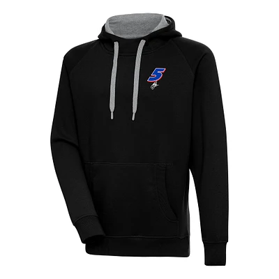 Men's Antigua Black Kyle Larson Victory Pullover Hoodie