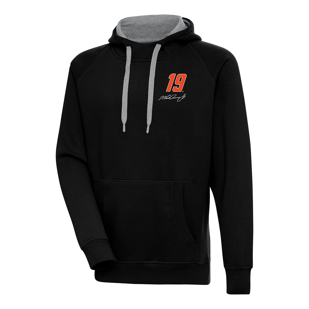 Men's Antigua Black Martin Truex Jr Victory Pullover Hoodie