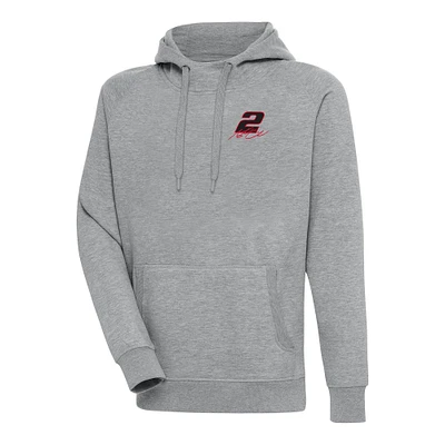 Men's Antigua Heather Gray Austin Cindric Victory Pullover Hoodie
