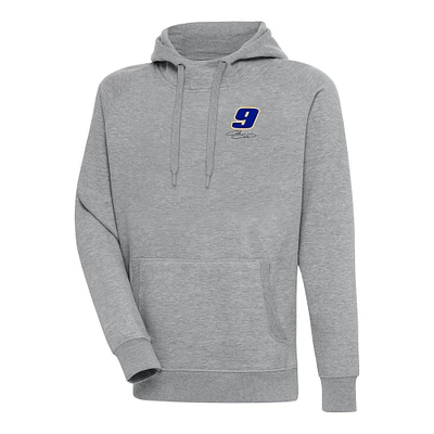 Men's Antigua Heather Gray Chase Elliott Victory Pullover Hoodie