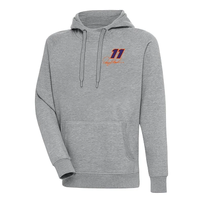 Men's Antigua Heather Gray Denny Hamlin Victory Pullover Hoodie