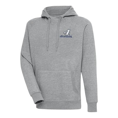 Men's Antigua Heather Gray Kevin Harvick Victory Pullover Hoodie
