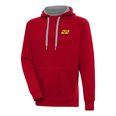 Men's Antigua Red Joey Logano Victory Pullover Hoodie