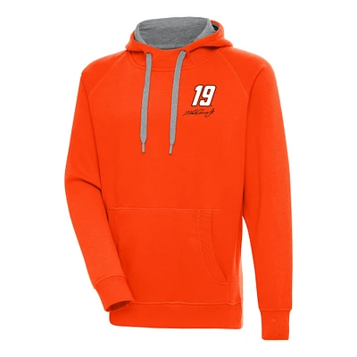 Men's Antigua Orange Martin Truex Jr Victory Pullover Hoodie