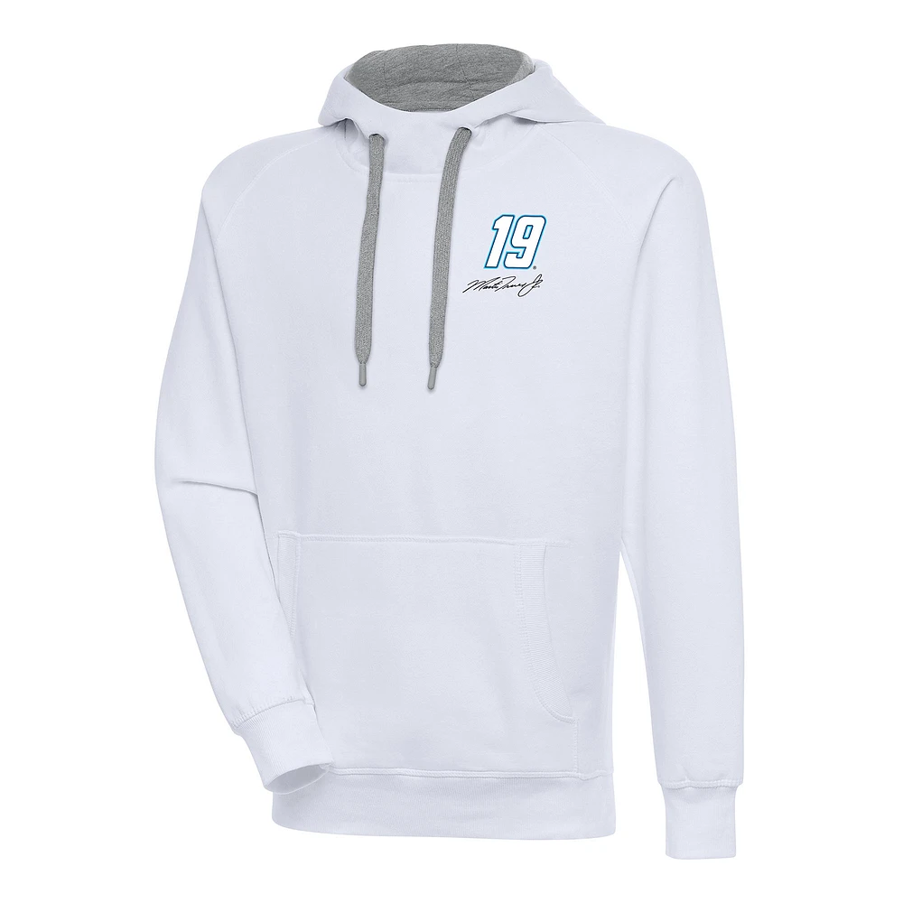 Men's Antigua White Martin Truex Jr Victory Pullover Hoodie