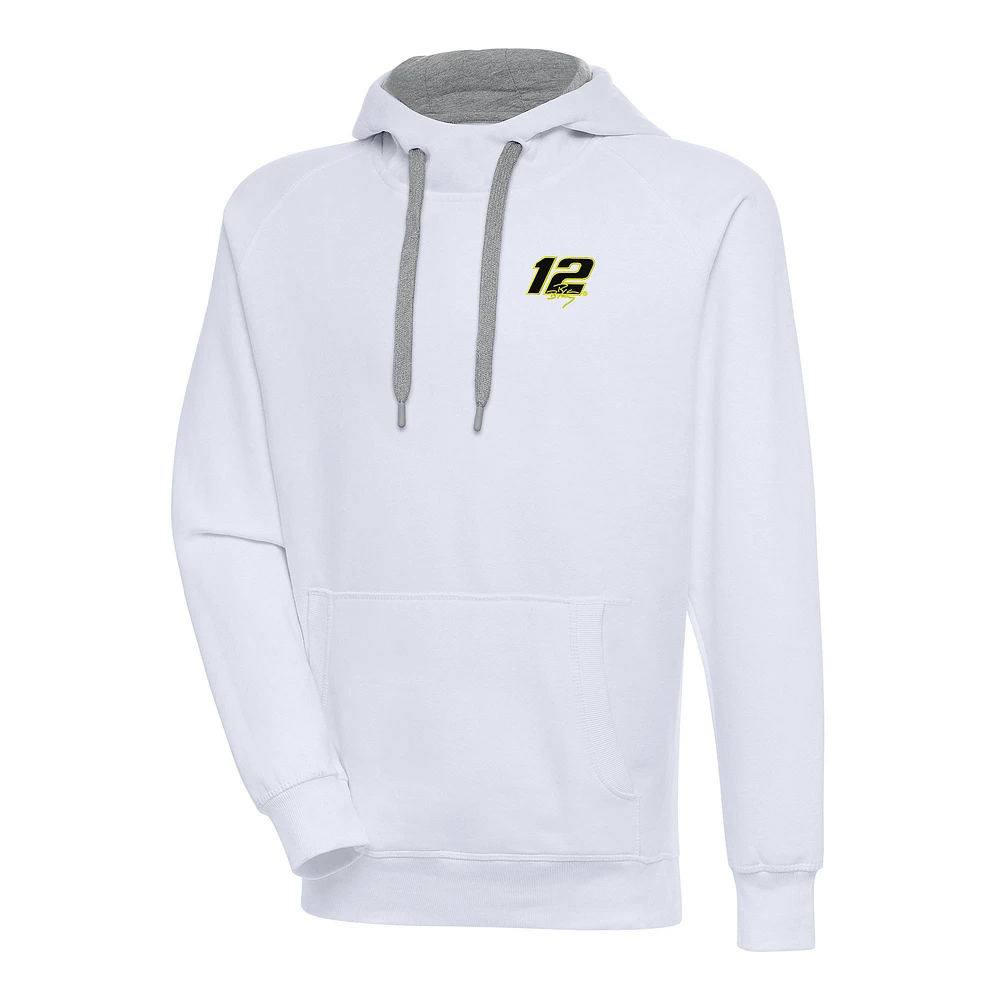 Men's Antigua White Ryan Blaney Victory Pullover Hoodie