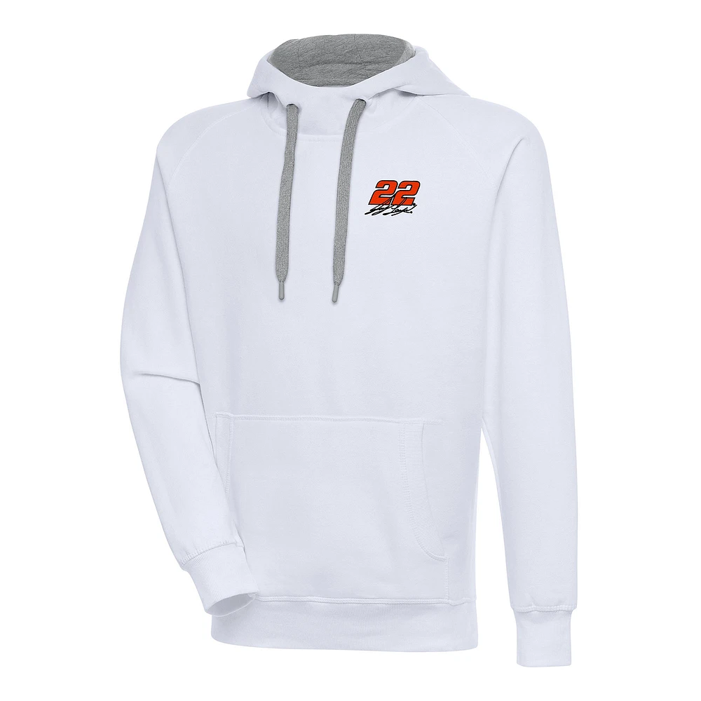Men's Antigua White Joey Logano Victory Pullover Hoodie