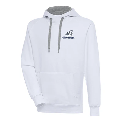Men's Antigua White Kevin Harvick Victory Pullover Hoodie