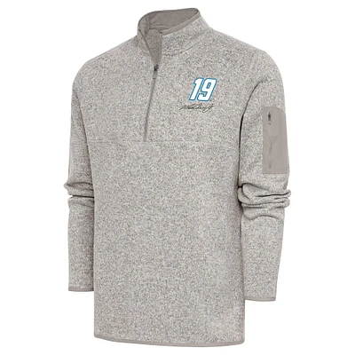 Men's Antigua Oatmeal Martin Truex Jr Fortune Quarter-Zip Pullover Jacket