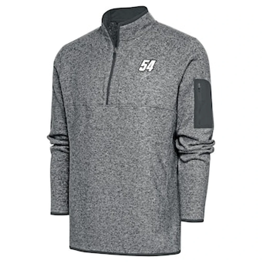 Men's Antigua Heather Gray Ty Gibbs Fortune Quarter-Zip Pullover Jacket