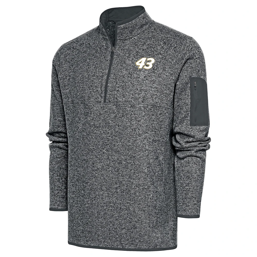 Men's Antigua Heather Erik Jones Fortune Quarter-Zip Pullover Jacket