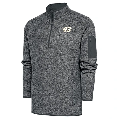 Men's Antigua Heather Erik Jones Fortune Quarter-Zip Pullover Jacket