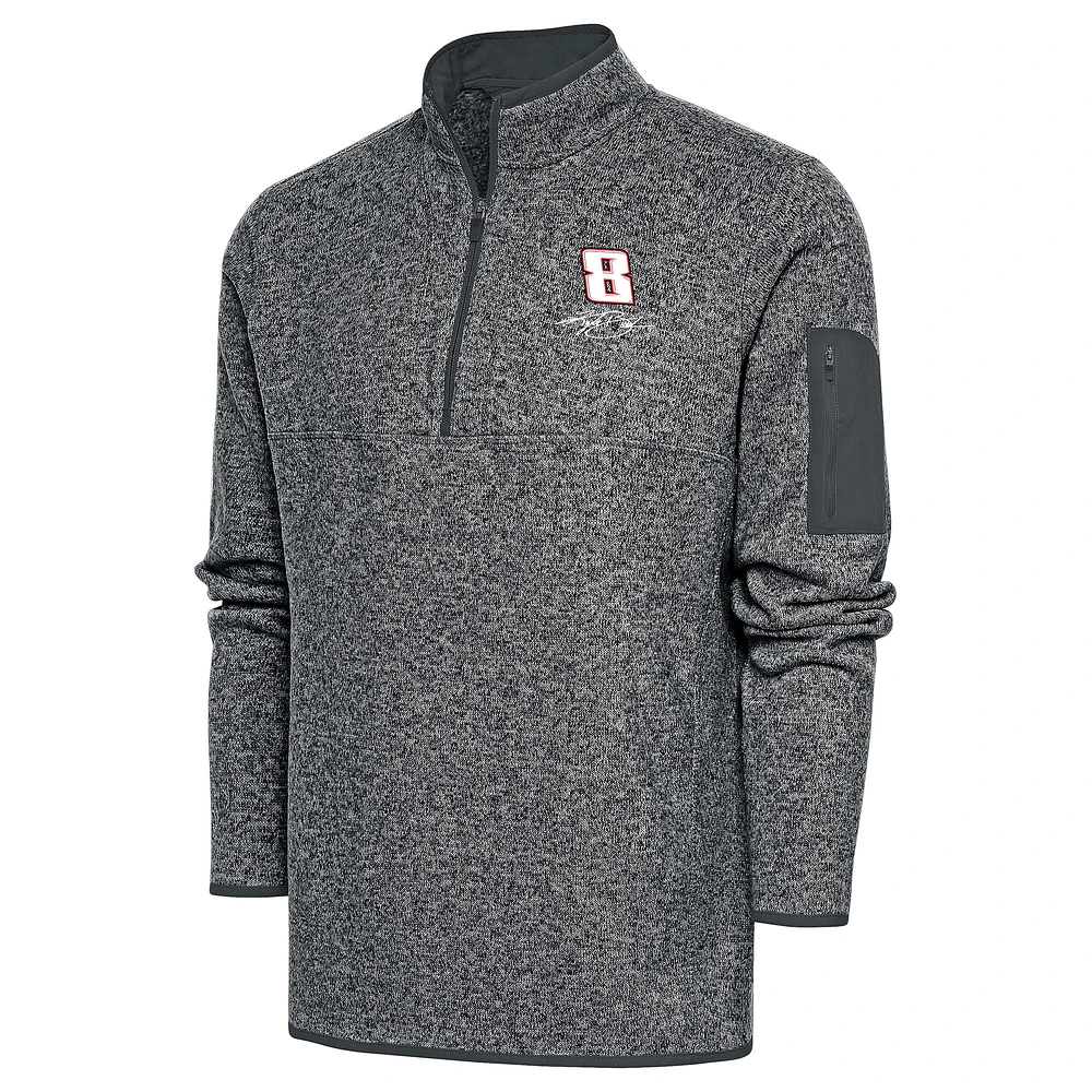 Men's Antigua Heather Kyle Busch Fortune Quarter-Zip Pullover Jacket