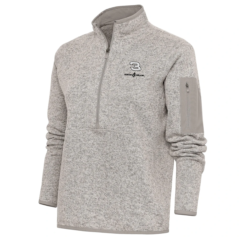 Women's Antigua Oatmeal Austin Dillon Fortune Half-Zip Pullover Sweater