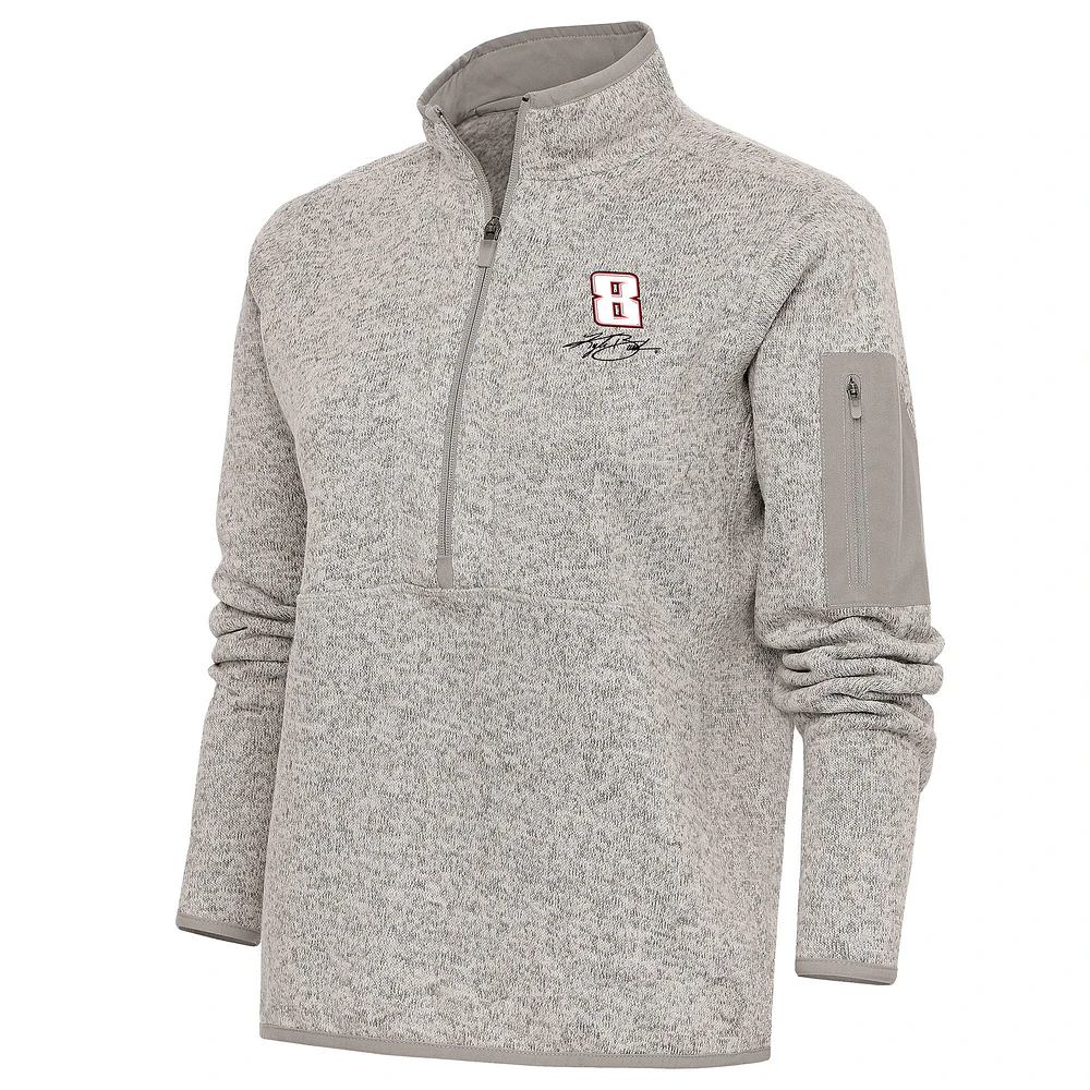 Women's Antigua Oatmeal Kyle Busch Fortune Half-Zip Pullover Sweater