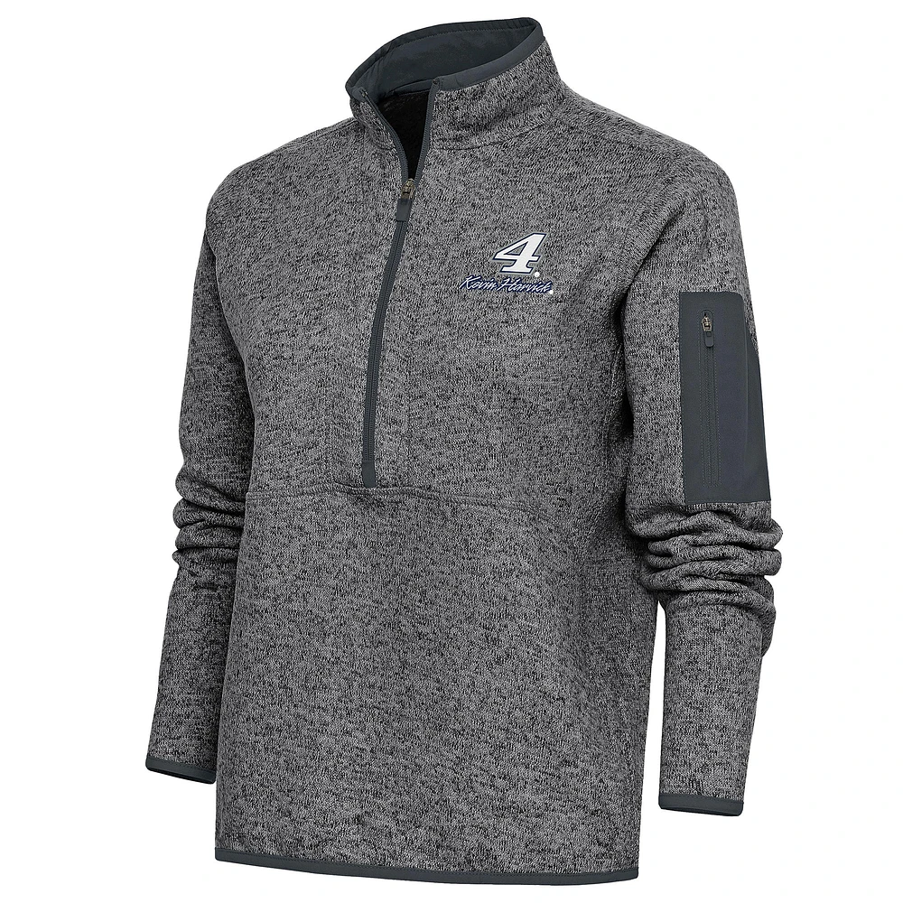 Women's Antigua Heather Kevin Harvick Fortune Half-Zip Pullover Sweater