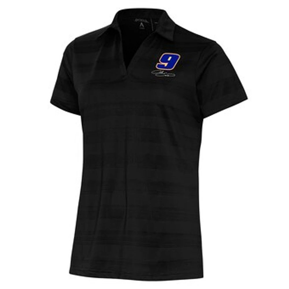 Women's Antigua Black Chase Elliott Compass Polo