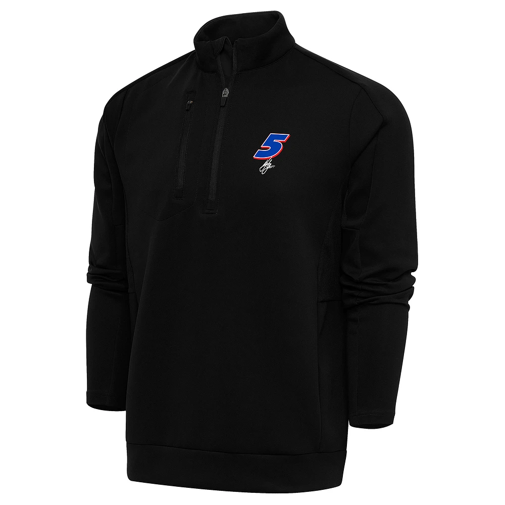 Men's Antigua Black Kyle Larson Generation Quarter-Zip Pullover Top