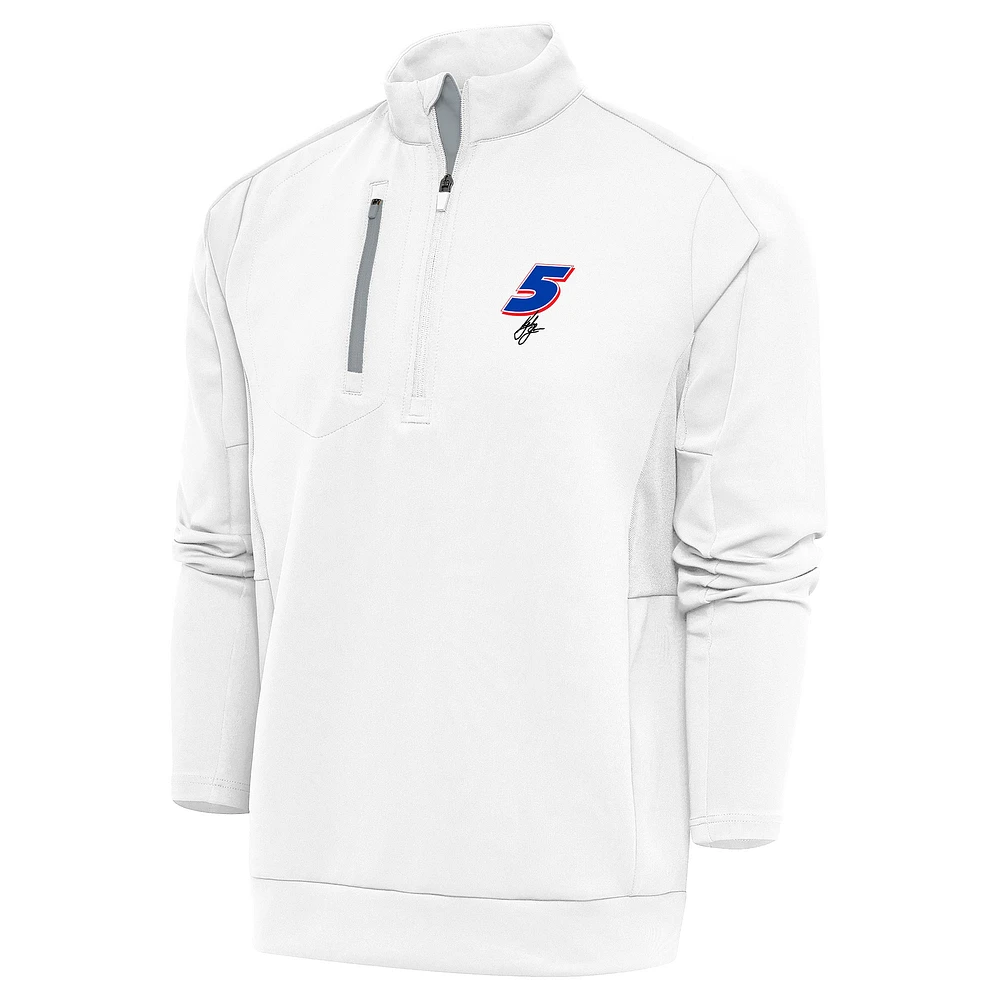 Men's Antigua White Kyle Larson Generation Quarter-Zip Pullover Top