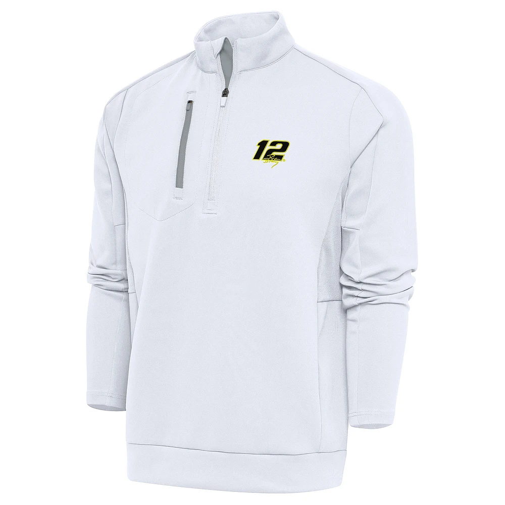 Men's Antigua White Ryan Blaney Generation Quarter-Zip Pullover Top