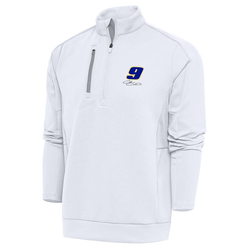 Men's Antigua White Chase Elliott Generation Quarter-Zip Pullover Top