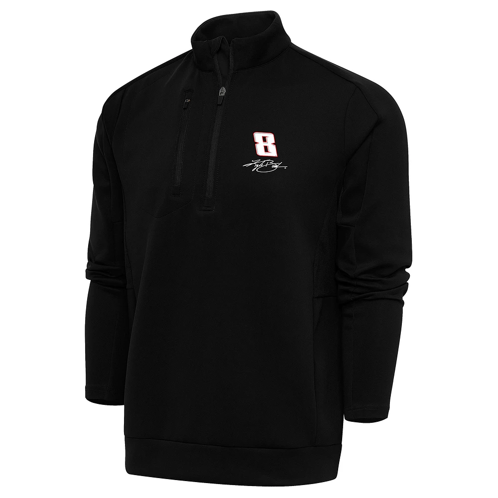 Men's Antigua Black Kyle Busch Generation Quarter-Zip Pullover Top