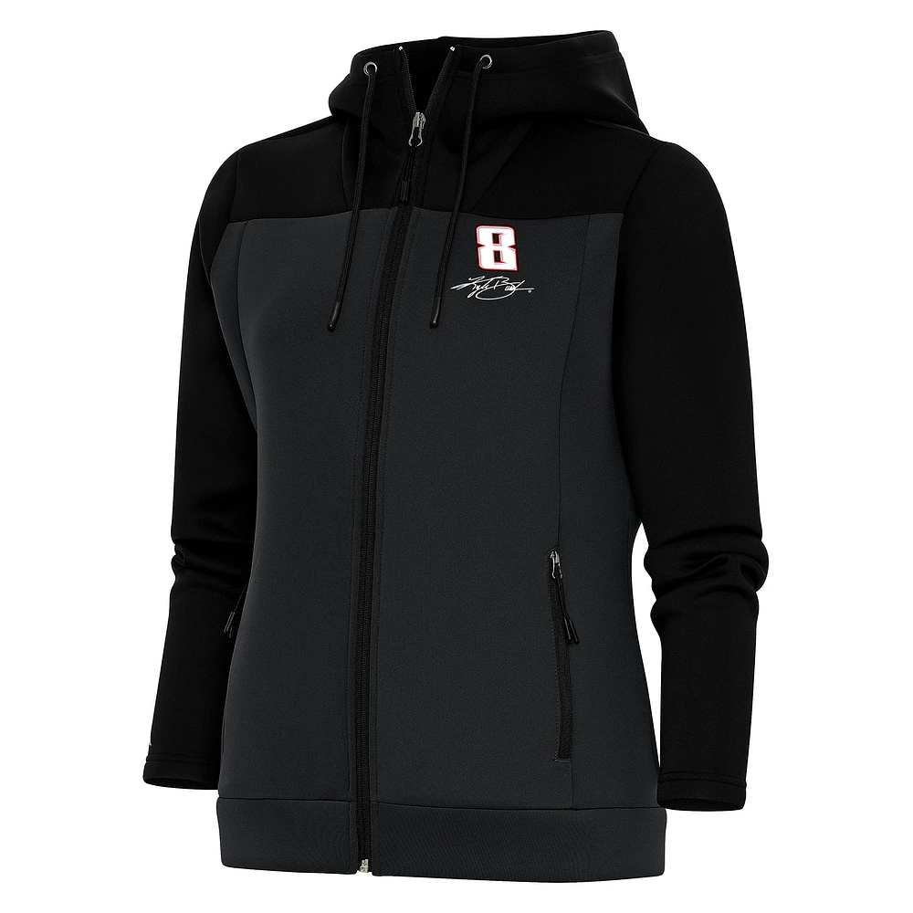 Women's Antigua Black/Gray Kyle Busch Protect Full-Zip Hoodie