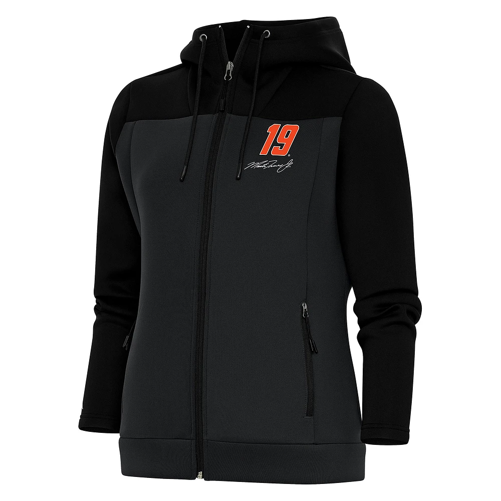 Women's Antigua Black/Gray Martin Truex Jr Protect Full-Zip Hoodie