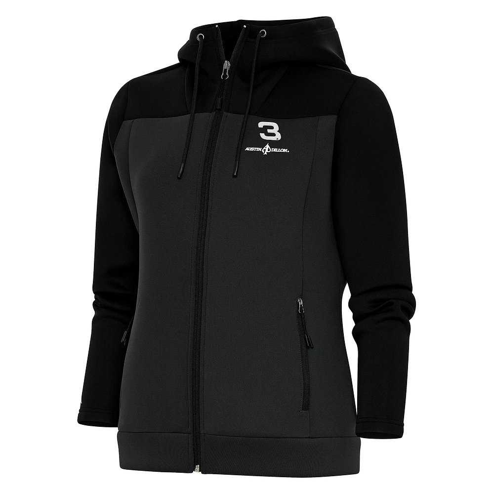 Women's Antigua Black/Gray Austin Dillon Protect Full-Zip Hoodie