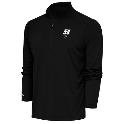 Men's Antigua Black Ty Gibbs Tribute Quarter-Zip Pullover Top