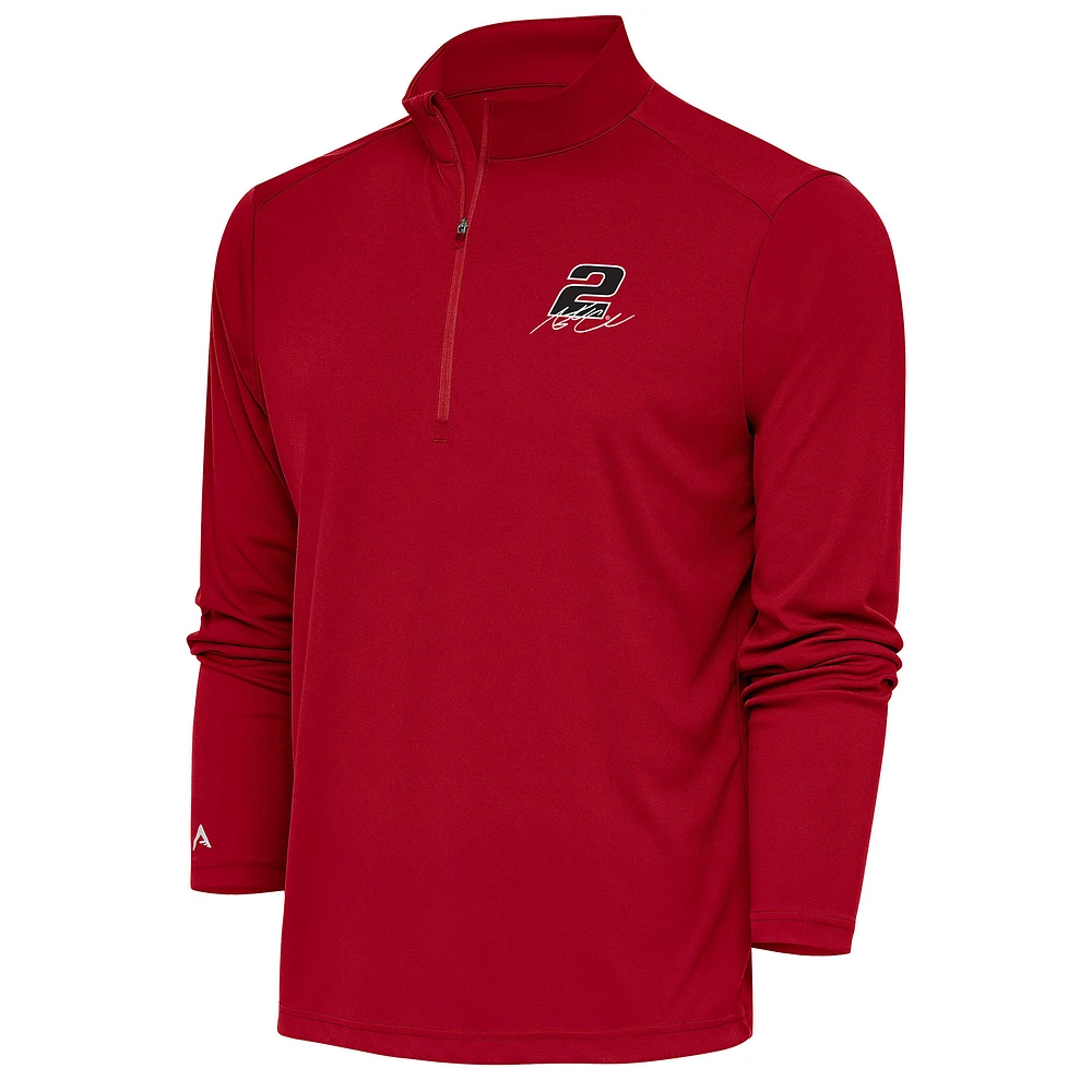 Men's Antigua Red Austin Cindric Tribute Quarter-Zip Pullover Top