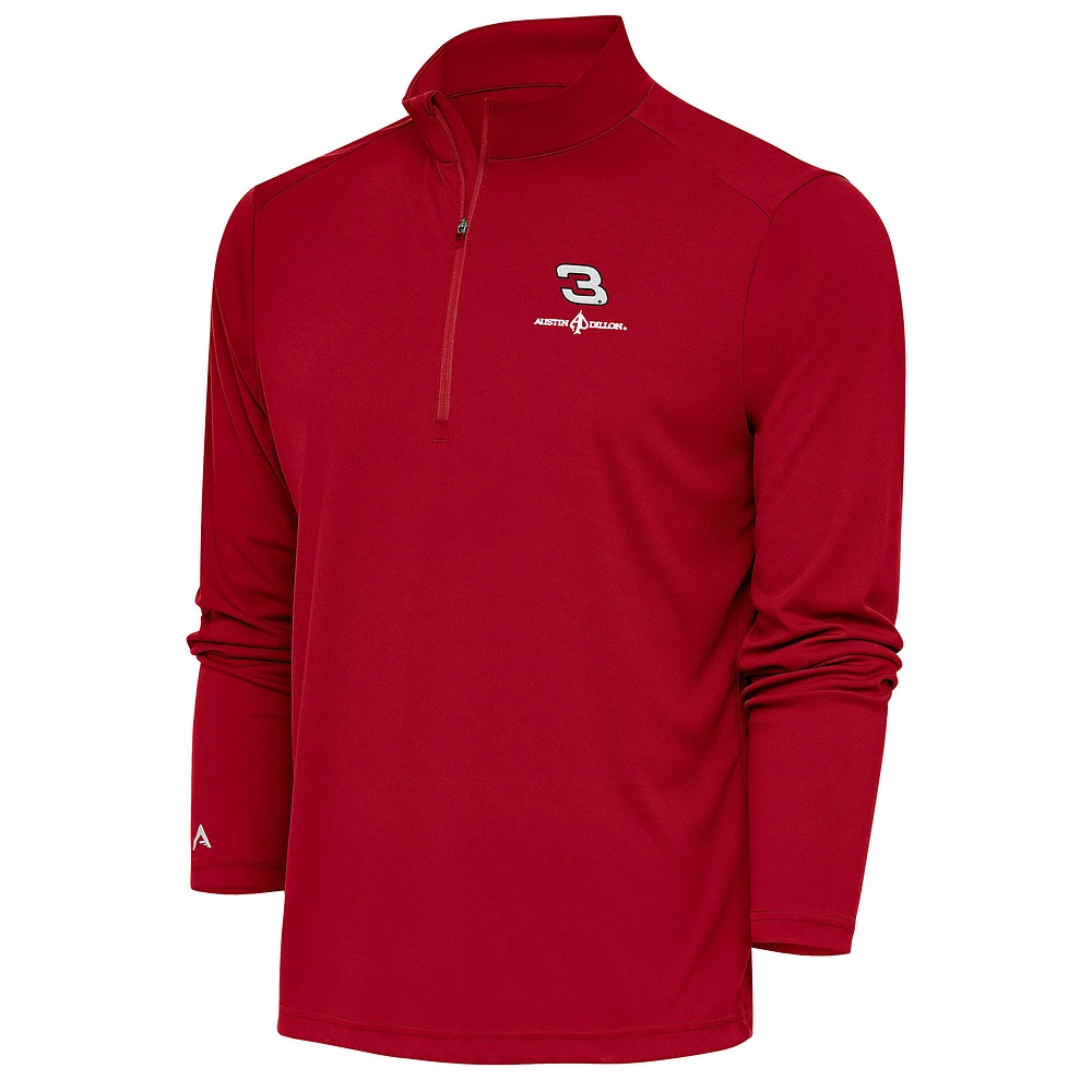 Men's Antigua Red Austin Dillon Tribute Quarter-Zip Pullover Top