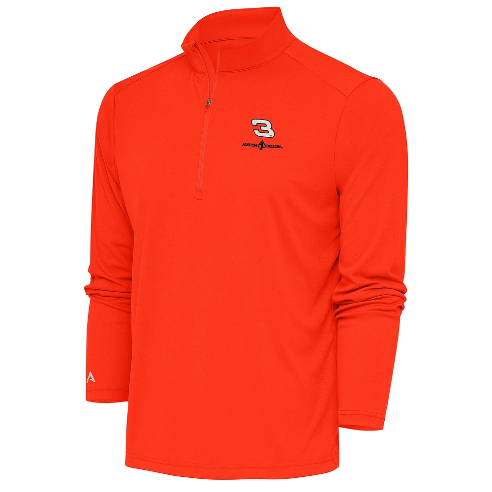 Men's Antigua Orange Austin Dillon Tribute Quarter-Zip Pullover Top