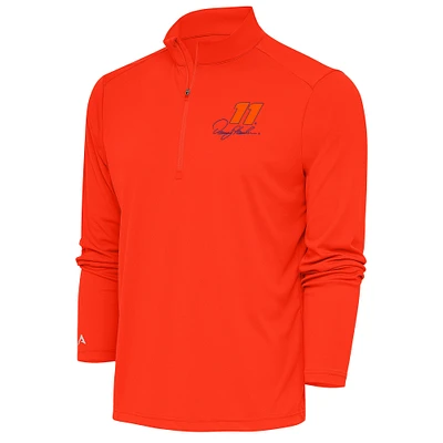 Men's Antigua Orange Denny Hamlin Tribute Quarter-Zip Pullover Top