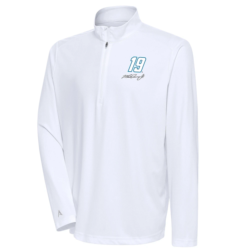 Men's Antigua White Martin Truex Jr Tribute Quarter-Zip Pullover Top