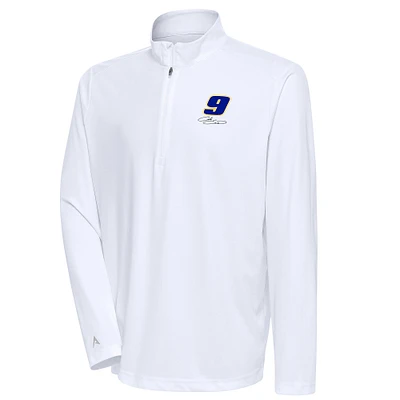 Men's Antigua White Chase Elliott Tribute Quarter-Zip Pullover Top