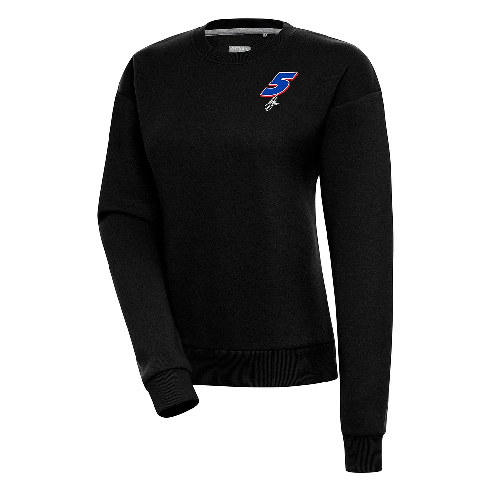 Women's Antigua Black Kyle Larson Victory Pullover Sweatshirt